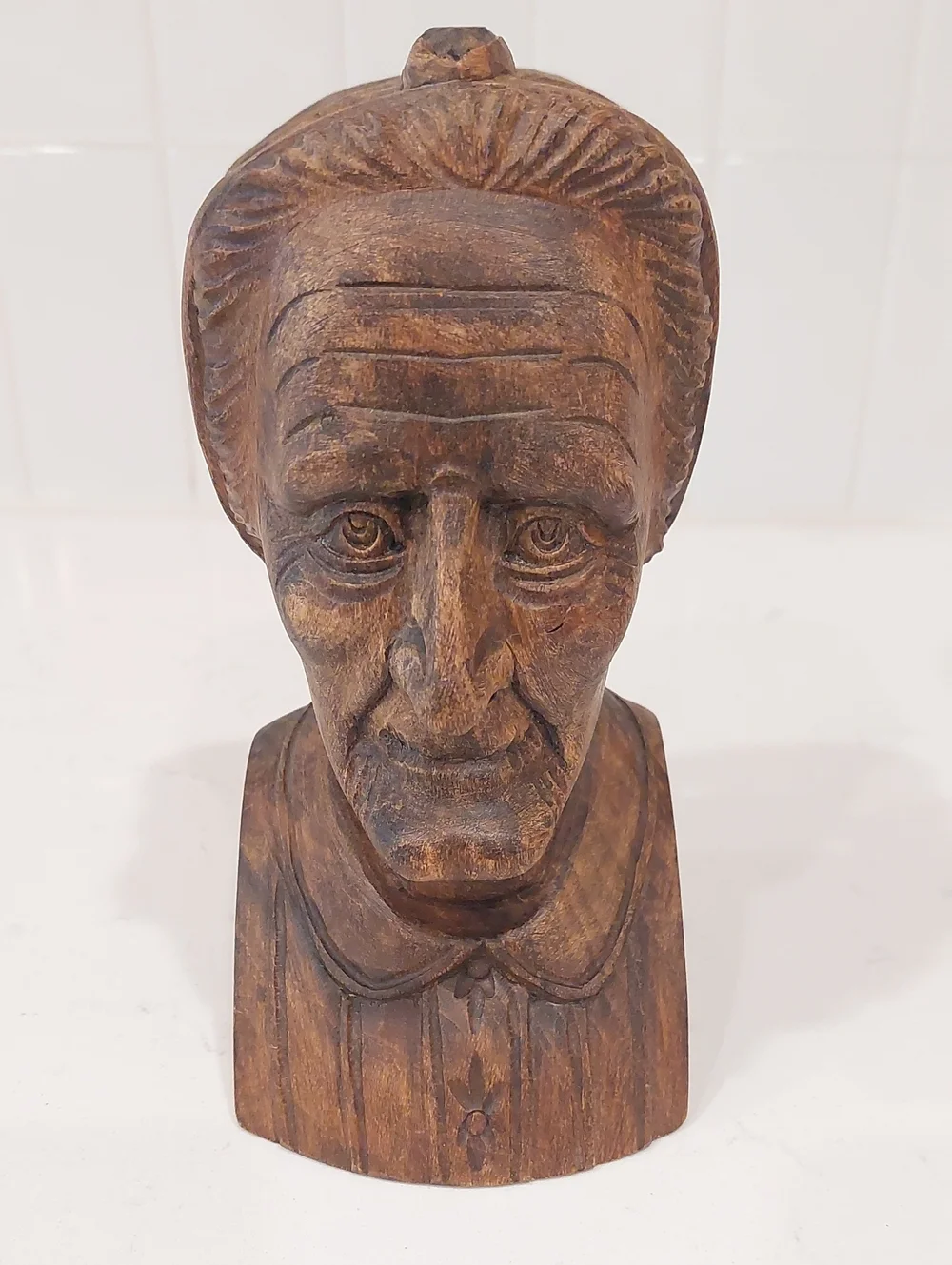 Hand Carved J. Alberdi Wooden Couple Bust Sculptures/Bookends